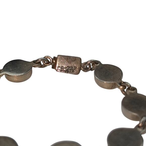 925 Sterling Silver Mexico Black Onyx Box Clasp Vintage Bracelet - Picture 4 of 7